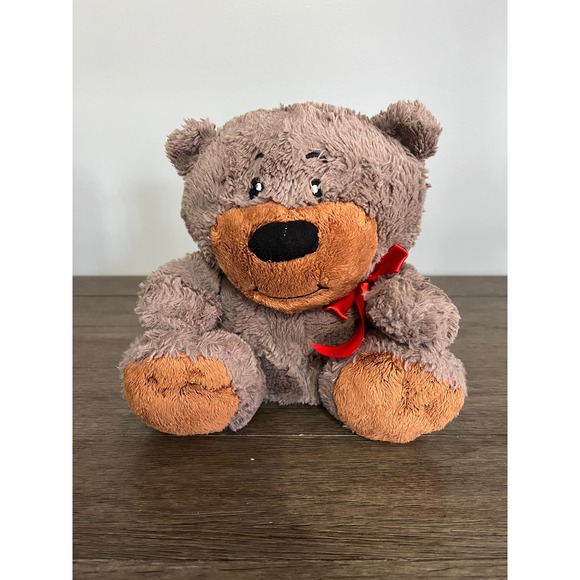 Animal Adventure Light‎ Brown Teddy Bear with Red Bow Plush - Picture 1 of 5
